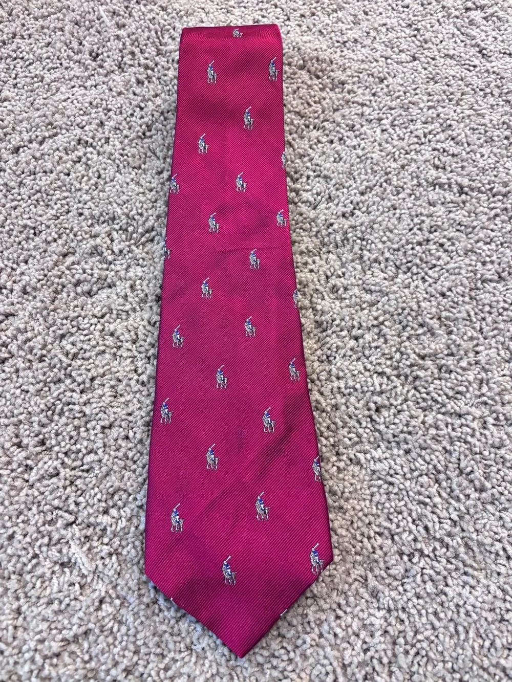 Vintage Polo Ralph Lauren Silk Deep Red Necktie | Polo Pony Logo | 57”